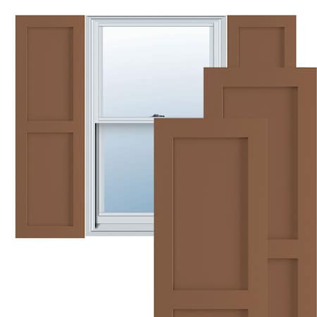 True Fit PVC Two Equal Flat Panel Shutters, Burnt Toffee, 12W X 37H